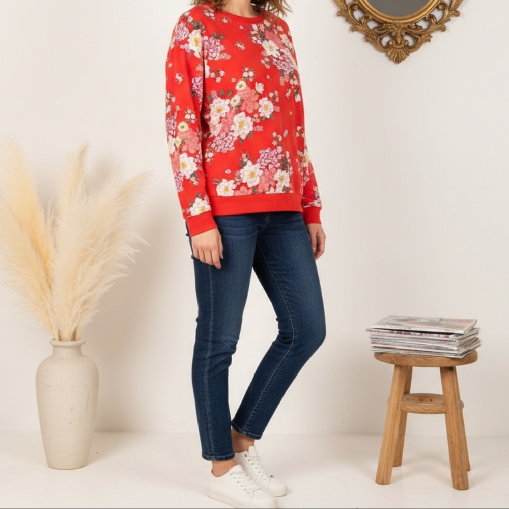 Divided floral sweater